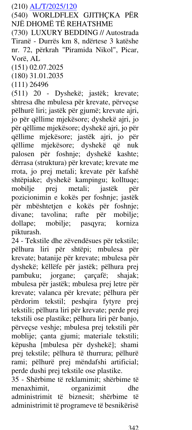 Zëri i markës WORLDFLEX GJITHÇKA PËR NJË DHOMË TË REHATSHME në buletin