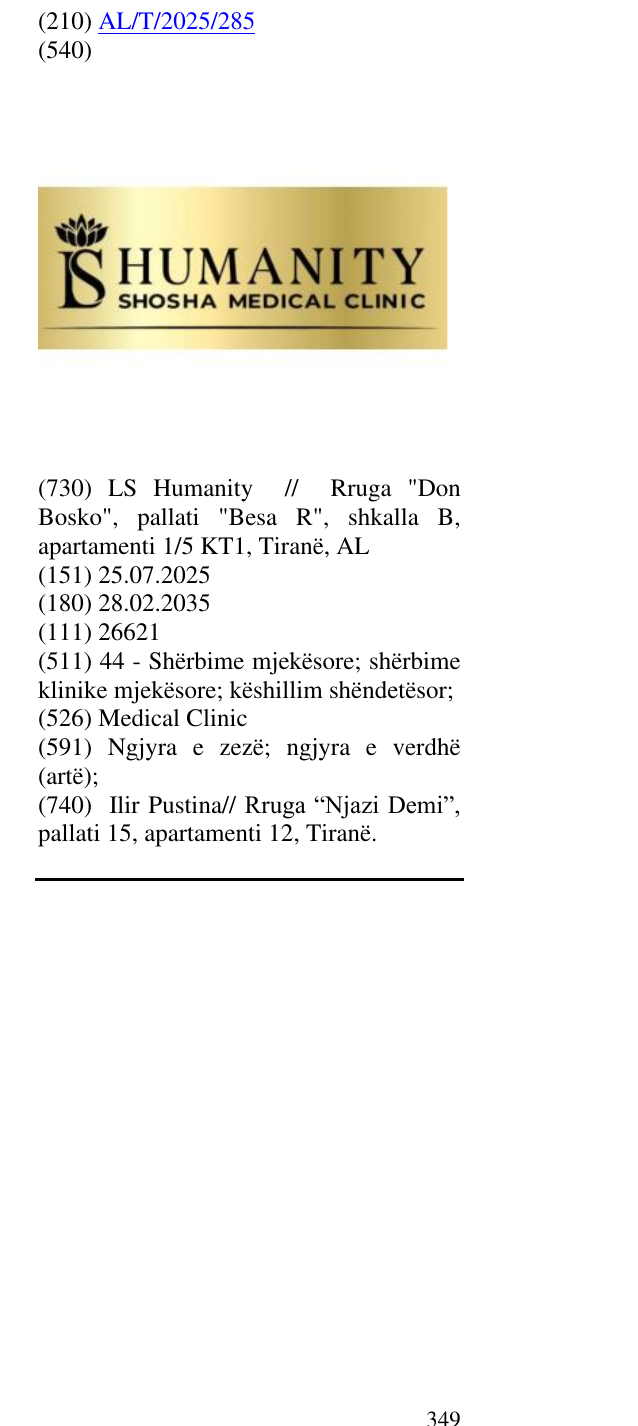 Zëri i markës Medical Clinic në buletin
