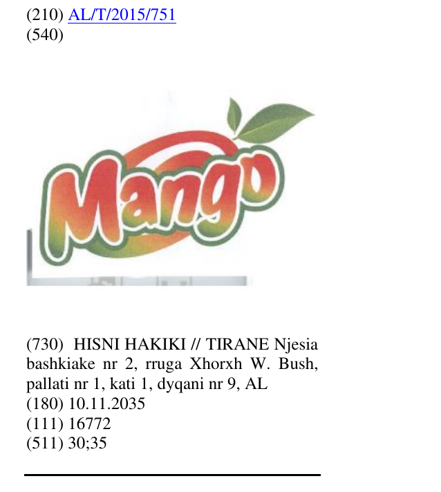 Zëri i markës MANGO në buletin