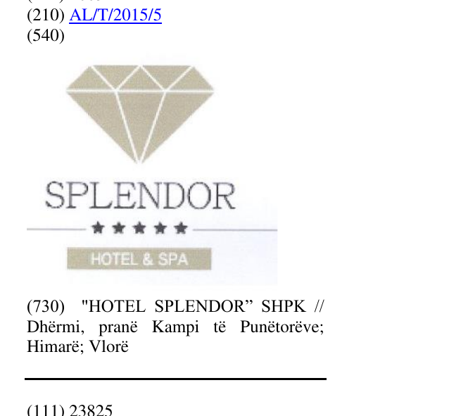 Zëri i markës SPLENDOR
Hotel & Spa në buletin