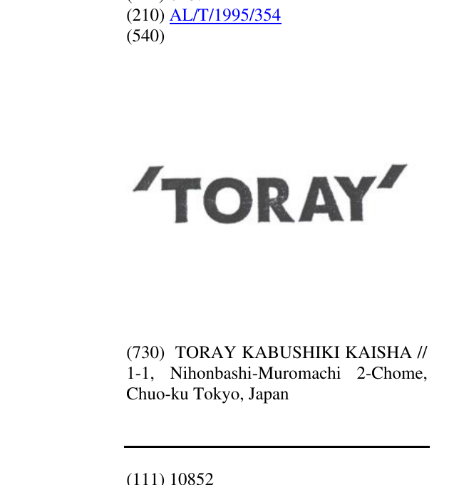 Zëri i markës TORAY në buletin