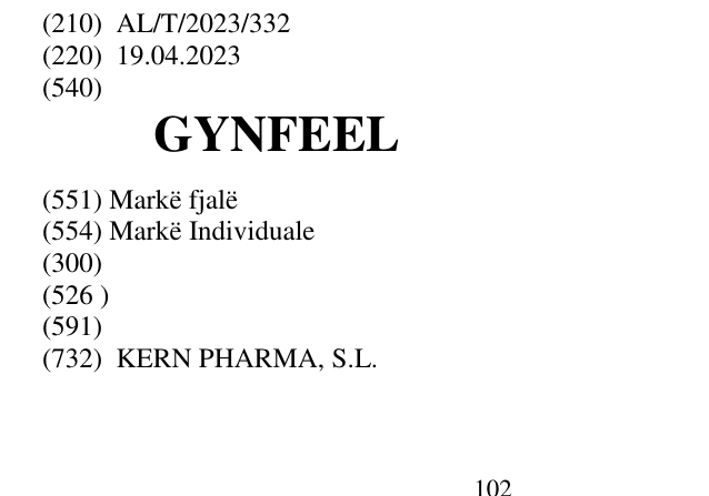 Zëri i markës GYNFEEL në buletin