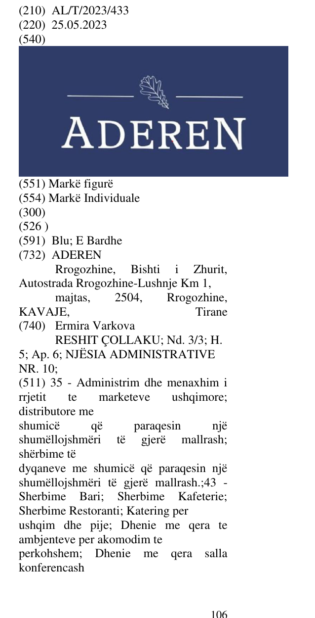 Zëri i markës ADEREN në buletin