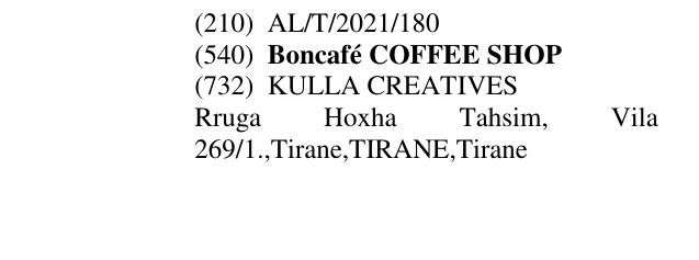 Zëri i markës Boncafé COFFEE SHOP në buletin