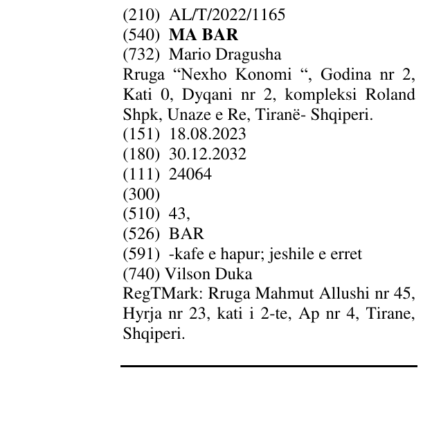 Zëri i markës MA BAR në buletin
