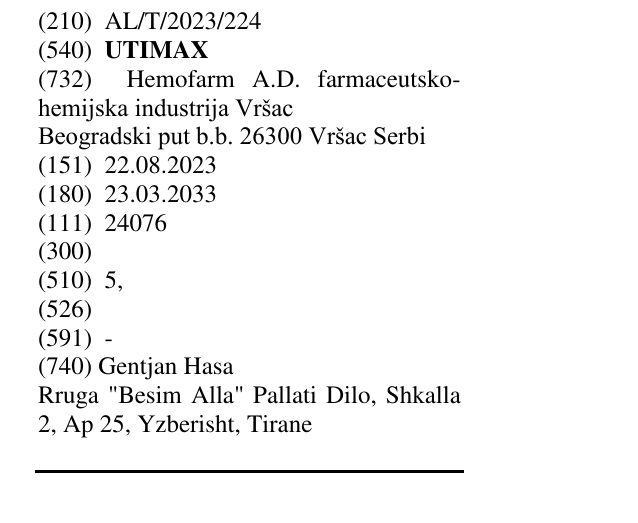 Zëri i markës UTIMAX në buletin