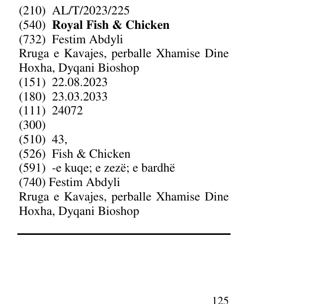 Zëri i markës Royal Fish & Chicken në buletin