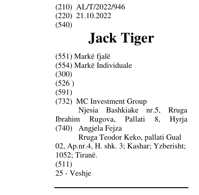 Zëri i markës Jack Tiger në buletin