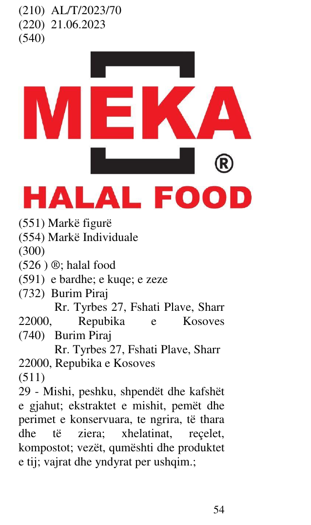Zëri i markës ®; halal food në buletin