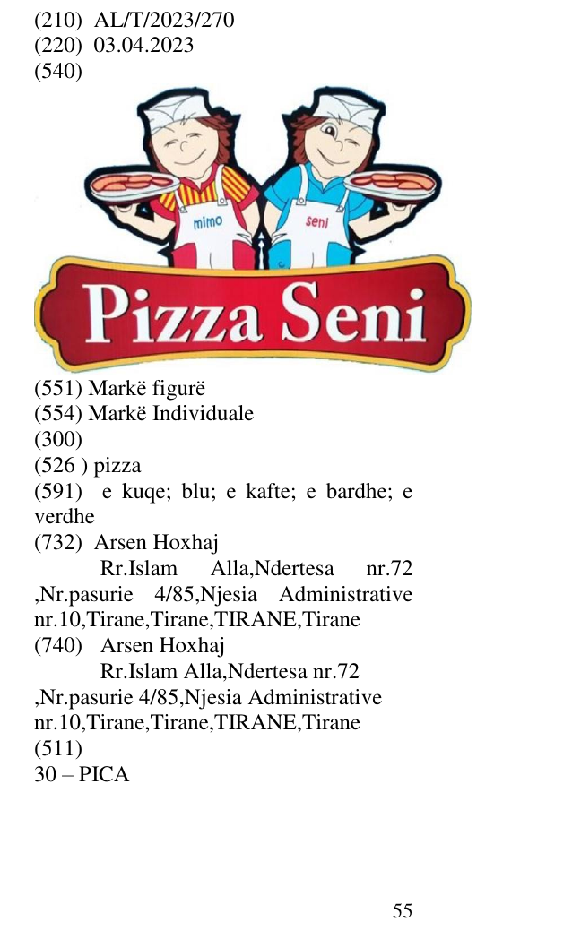 Zëri i markës pizza në buletin