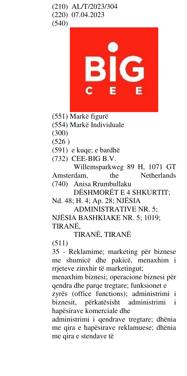 Zëri i markës BiG CEE në buletin