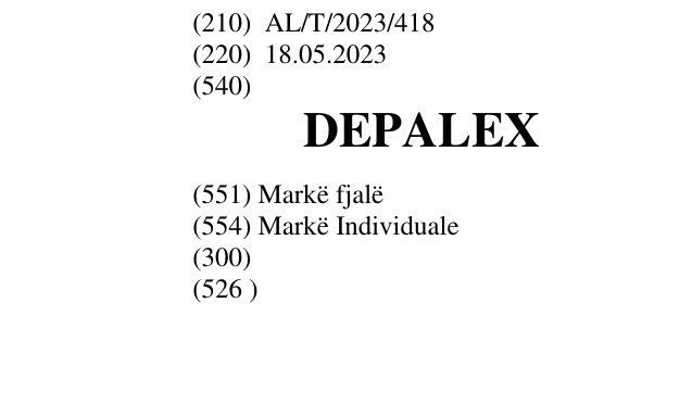 Zëri i markës DEPALEX në buletin