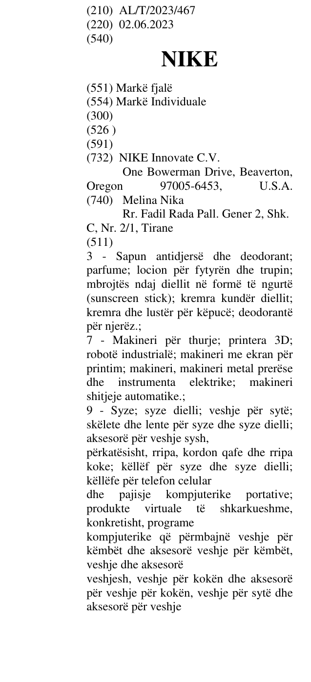 Zëri i markës NIKE në buletin