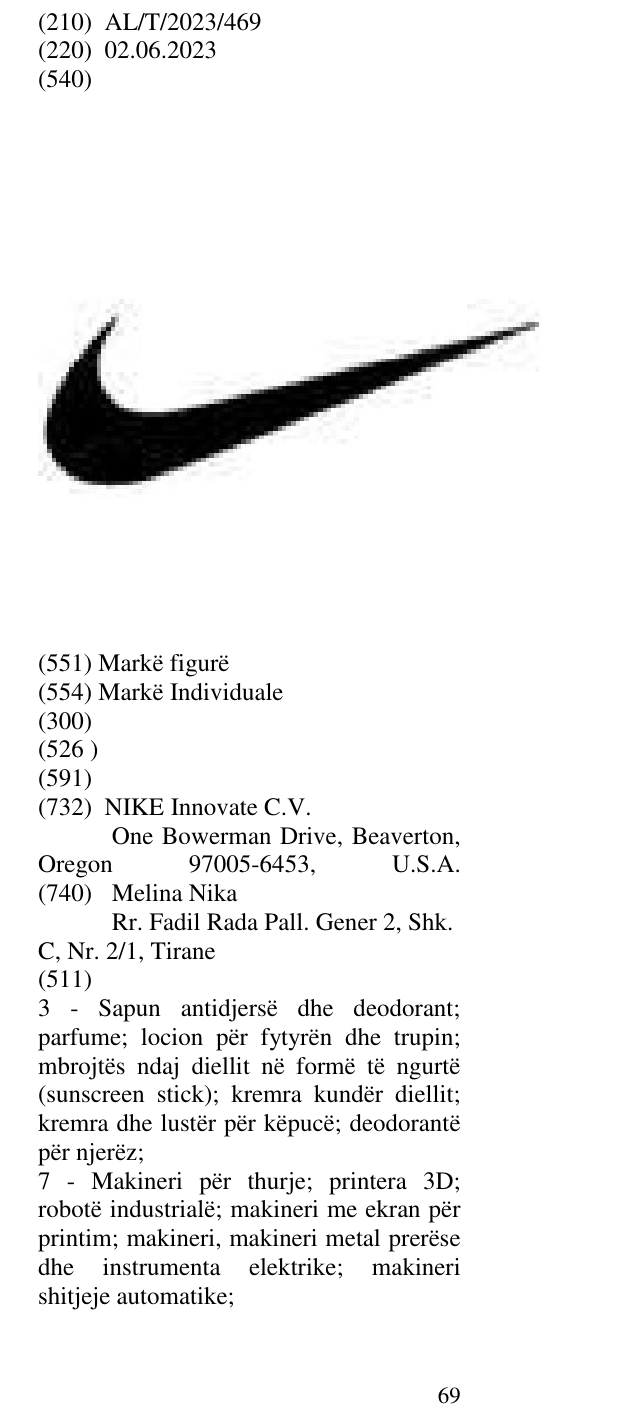 Zëri i markës AL/T/2023/469 në buletin