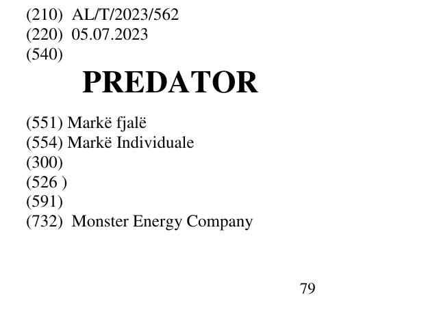 Zëri i markës PREDATOR në buletin