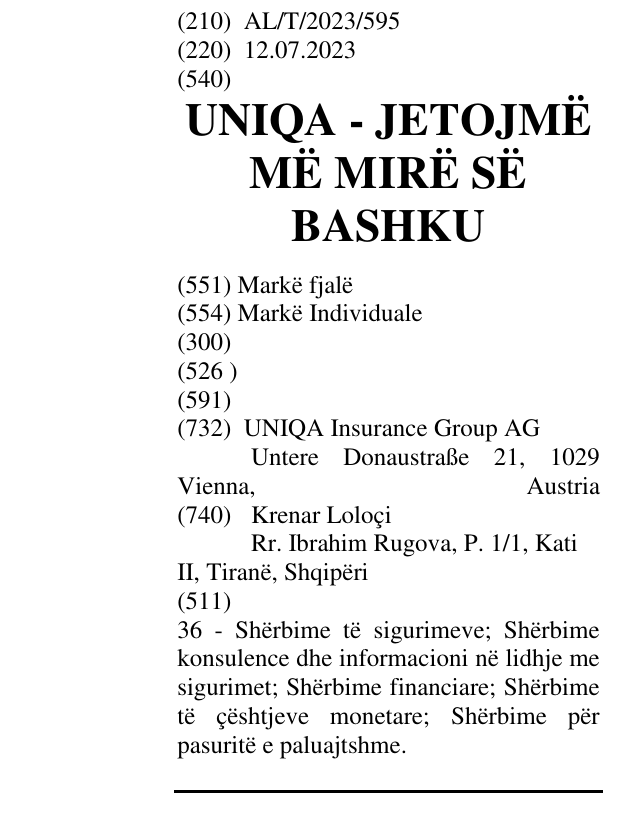 Zëri i markës UNIQA - JETOJMË MË MIRË SË BASHKU në buletin