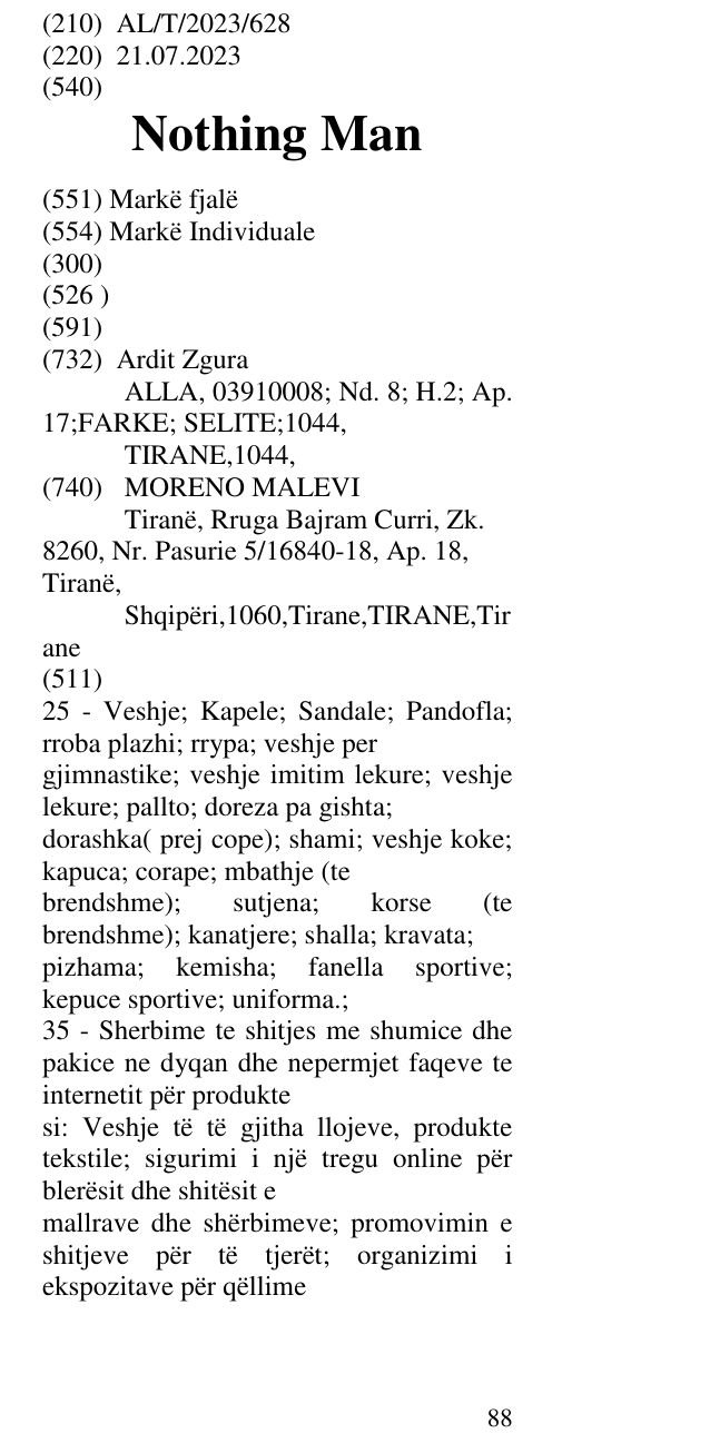 Zëri i markës Nothing Man në buletin