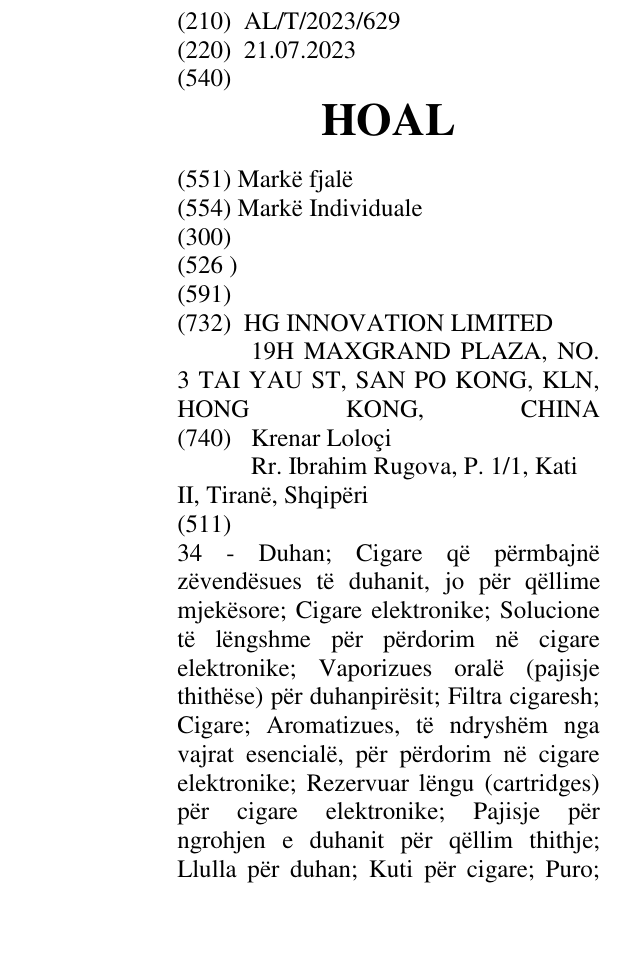 Zëri i markës HOAL në buletin