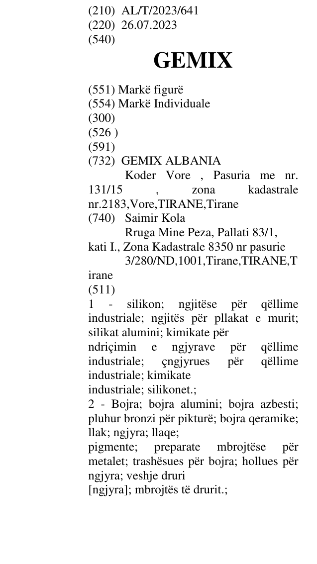 Zëri i markës GEMIX në buletin