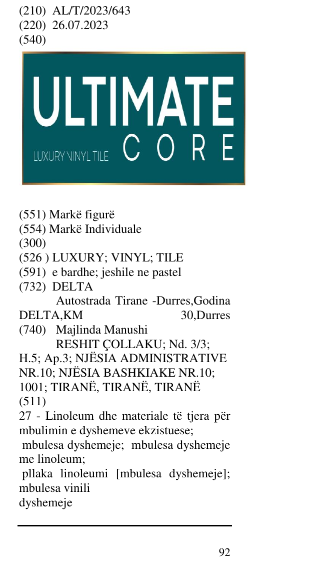 Zëri i markës LUXURY; VINYL; TILE në buletin