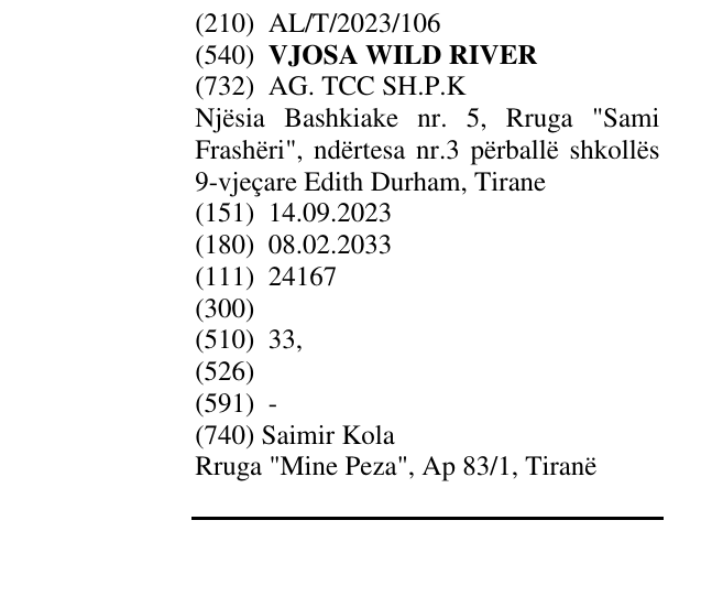 Zëri i markës VJOSA WILD RIVER në buletin