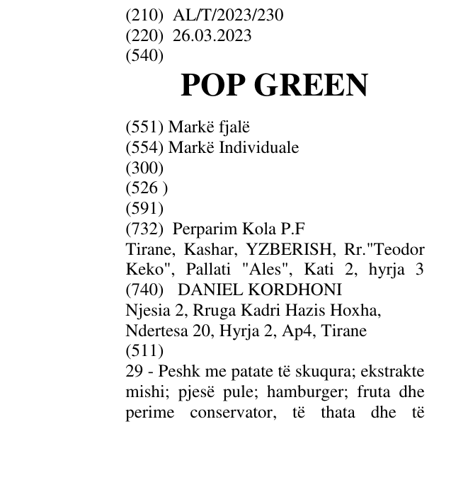 Zëri i markës POP GREEN në buletin
