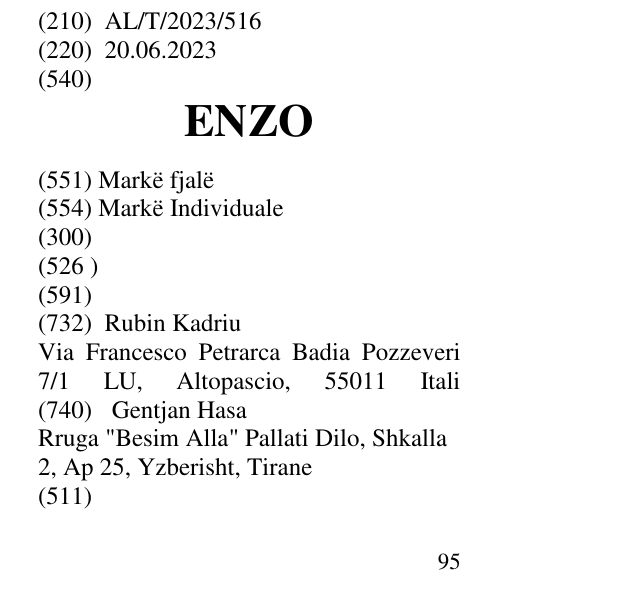 Zëri i markës ENZO në buletin