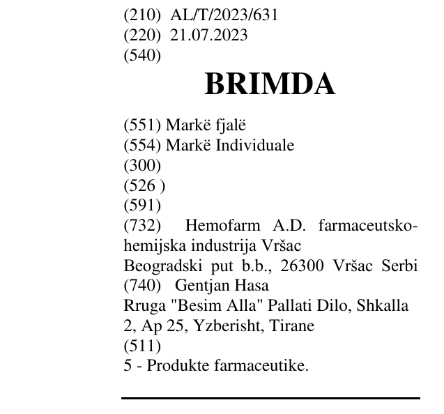 Zëri i markës BRIMDA në buletin