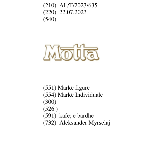Zëri i markës Motta në buletin