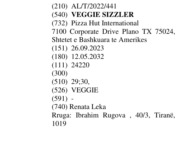 Zëri i markës VEGGIE SIZZLER në buletin