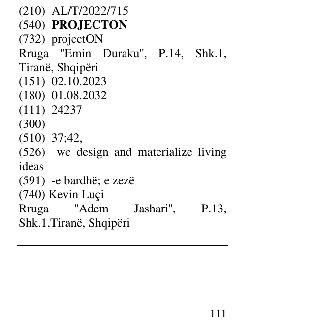 Zëri i markës PROJECTON në buletin
