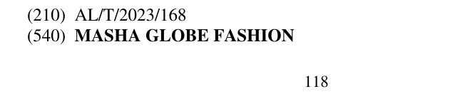 Zëri i markës MASHA GLOBE FASHION 119 në buletin