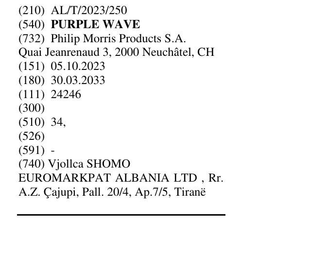 Zëri i markës PURPLE WAVE në buletin
