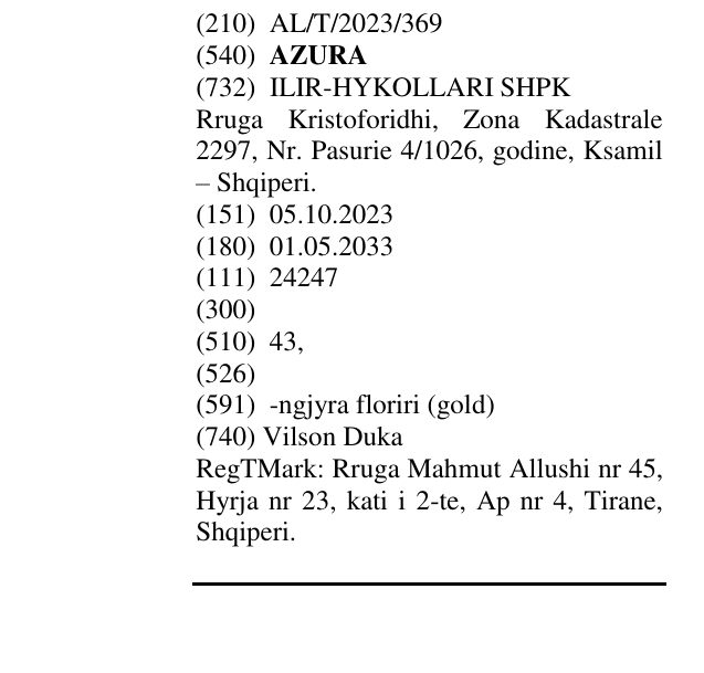 Zëri i markës AZURA në buletin