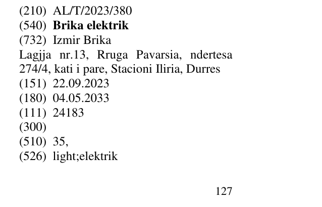Zëri i markës Brika elektrik në buletin