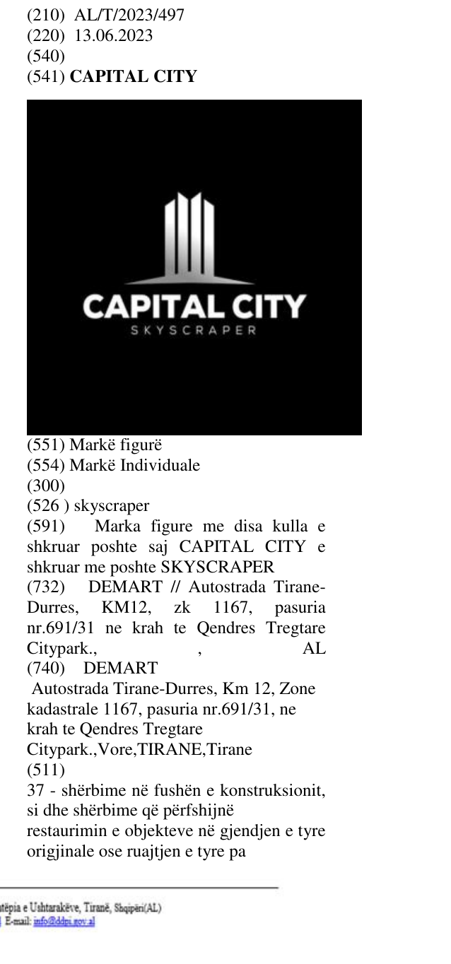Zëri i markës skyscraper në buletin