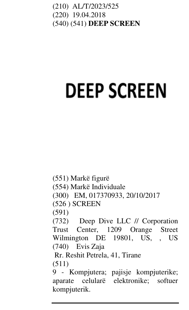 Zëri i markës SCREEN në buletin