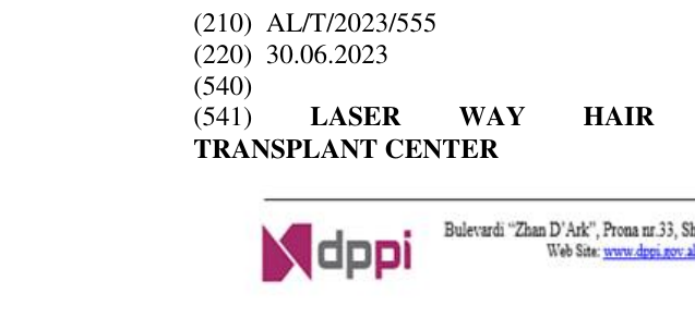 Zëri i markës HAIR TRANSPLANT CENTER; LASER WAY në buletin