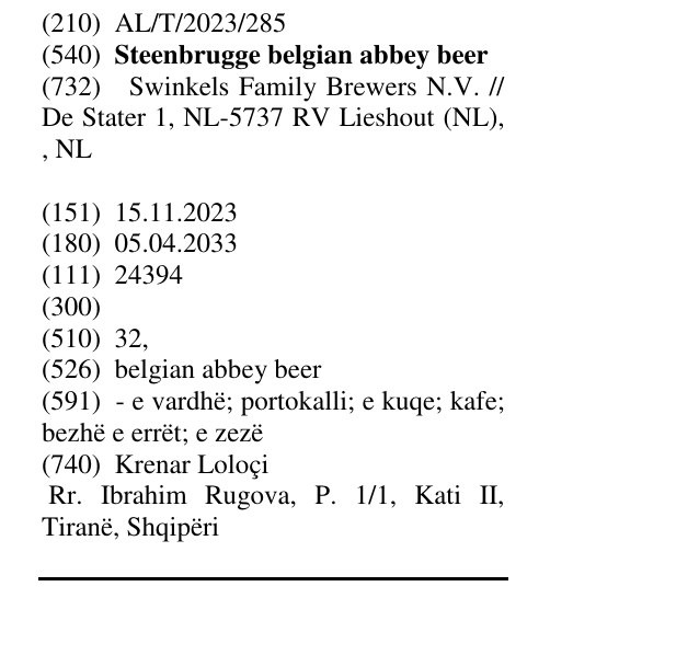 Zëri i markës Steenbrugge belgian abbey beer në buletin