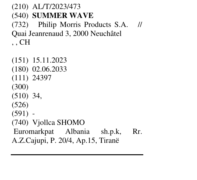 Zëri i markës SUMMER WAVE në buletin