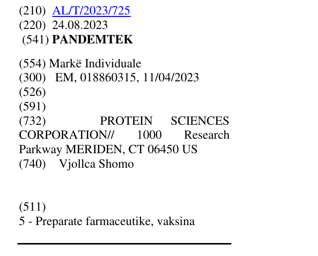 Zëri i markës PANDEMTEK në buletin