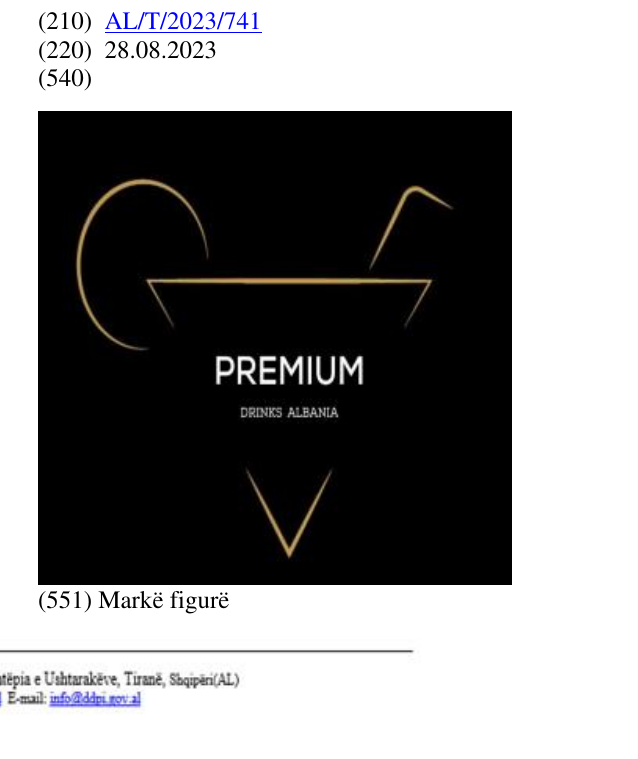 Zëri i markës PREMIUM DRINKS ALBANIA në buletin