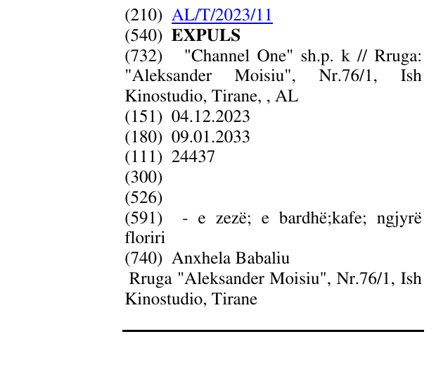 Zëri i markës EXPULS në buletin