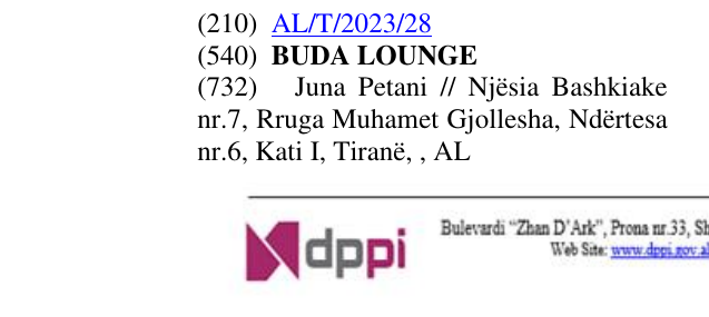 Zëri i markës BUDA LOUNGE në buletin