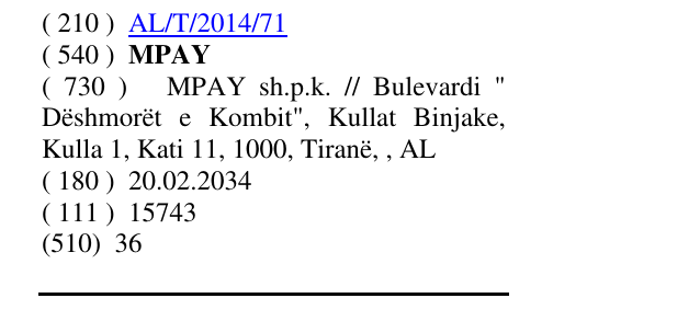 Zëri i markës MPAY në buletin