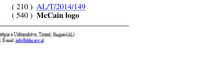 Zëri i markës McCain logo 136 në buletin