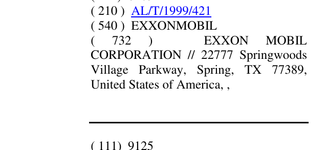 Zëri i markës EXXONMOBIL në buletin