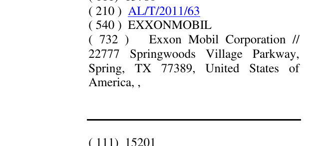 Zëri i markës EXXONMOBIL në buletin