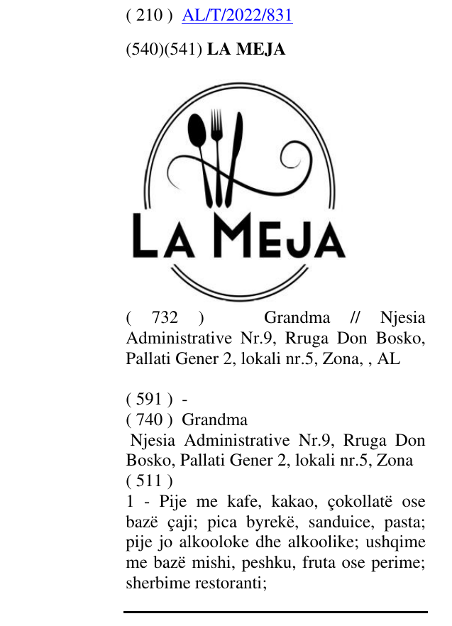 Zëri i markës LA MEJA në buletin