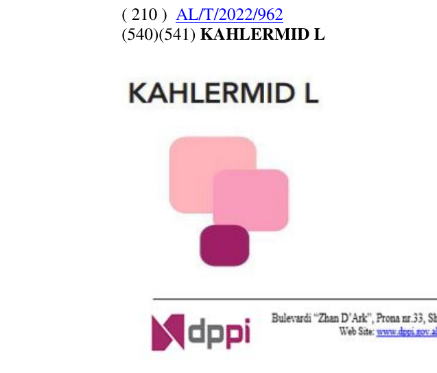 Zëri i markës KAHLERMID L në buletin